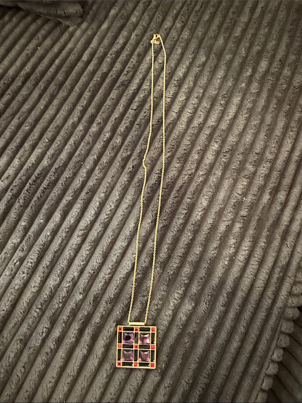 Kate Spade Lewitt Squares Long Pendant Necklace.